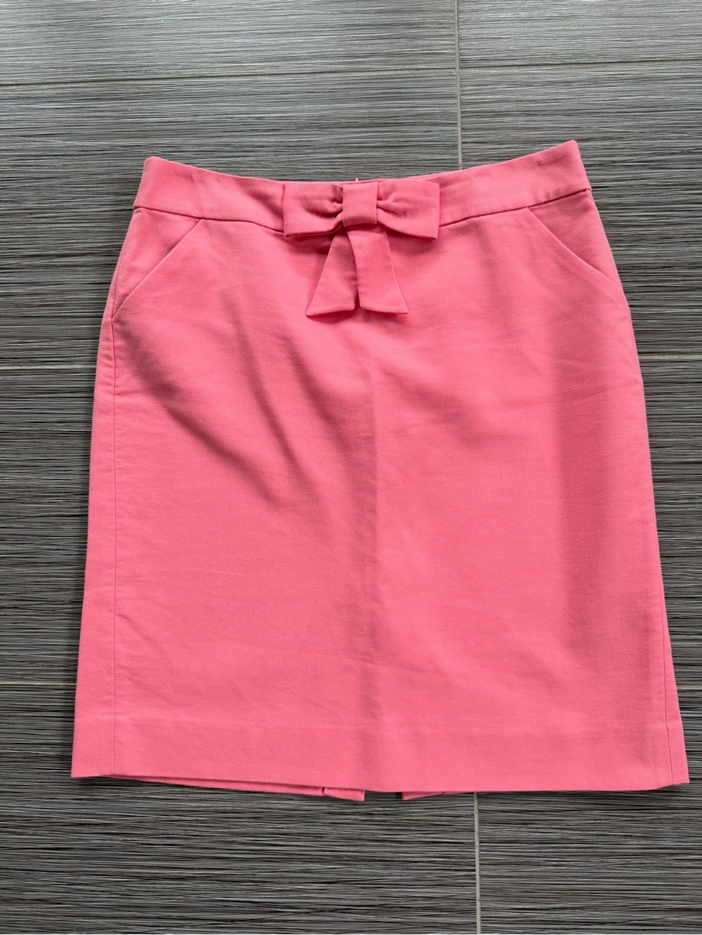 J. Crew 100% Cotton Lined Coral Pink Bow-Front Pencil Skirt Size 12